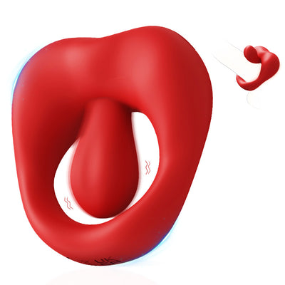 Red Tongue Delay Ring - 10 Vibrations & IPX6 Waterproof