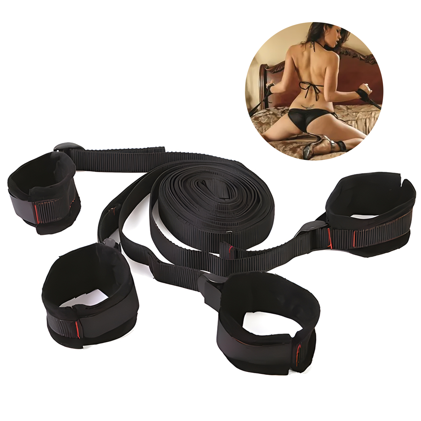 Bed Bondage Restraint Kit - 4-Piece Under-Mattress Strap System