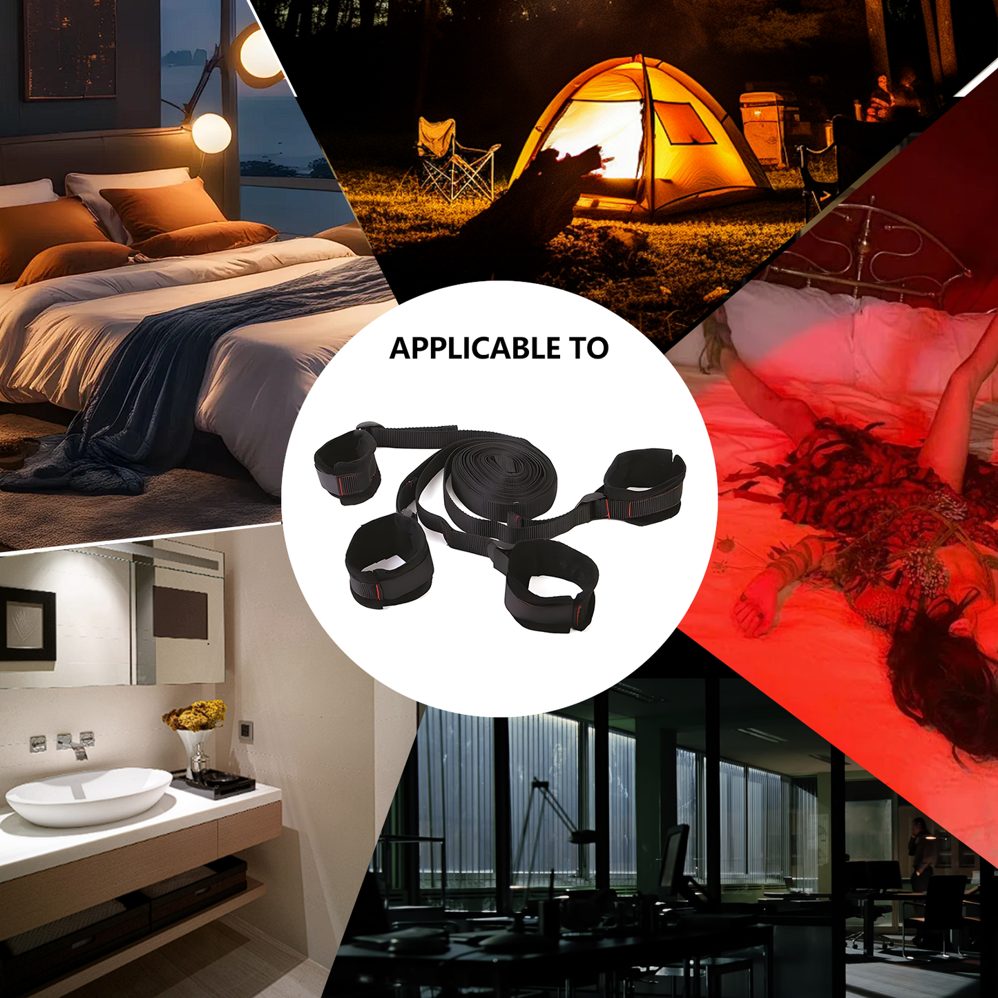 Bed Bondage Restraint Kit - 4-Piece Under-Mattress Strap System