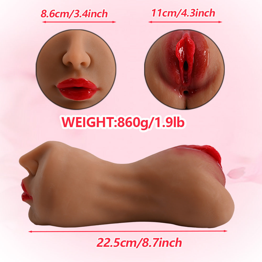 3-in-1 Pocket Vagina Male Dildo with Realistic Face