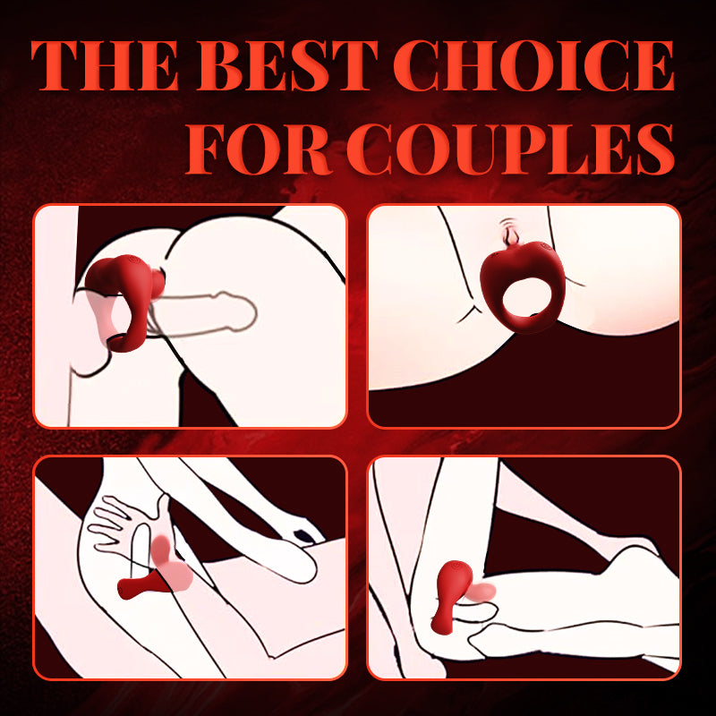 Red Tongue Delay Ring - 10 Vibrations & IPX6 Waterproof