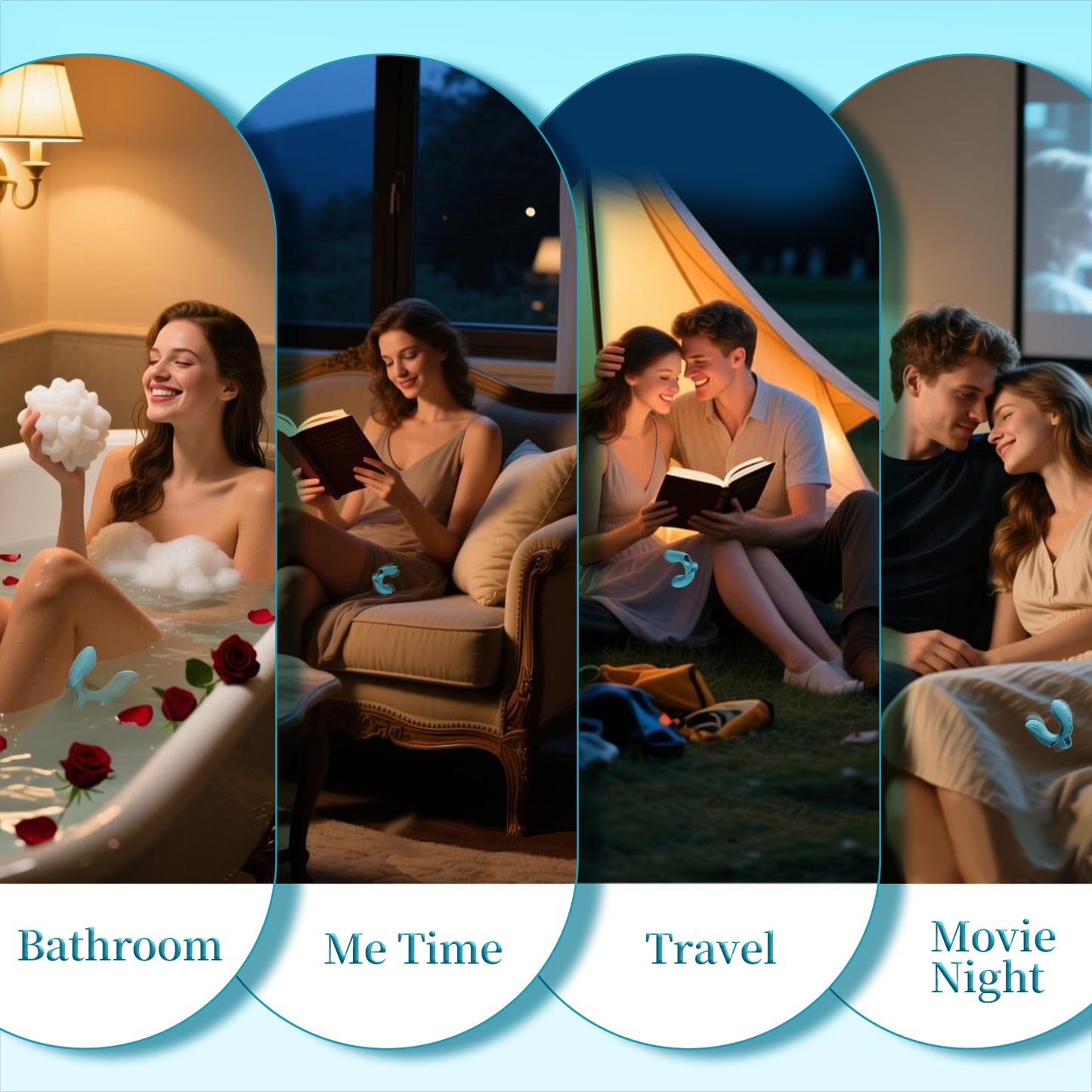 Dual Touch Finger Vibrator - Ergonomic Vibrator with Dual Motors, for Couples or Solo Fun, 9 Vibration Modes, Waterproof Rechargeable Silicone, Teal