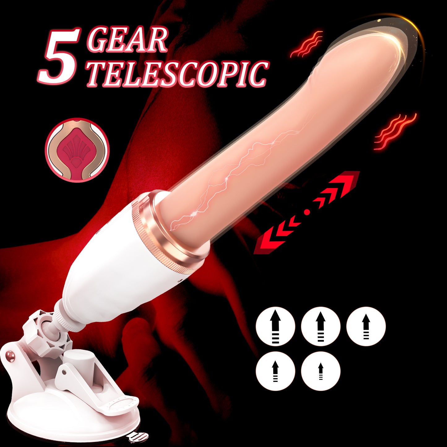 White Automatic Thrusting Machine - 10 Vibration & 5 Telescopic Modes with Magnetic Charging