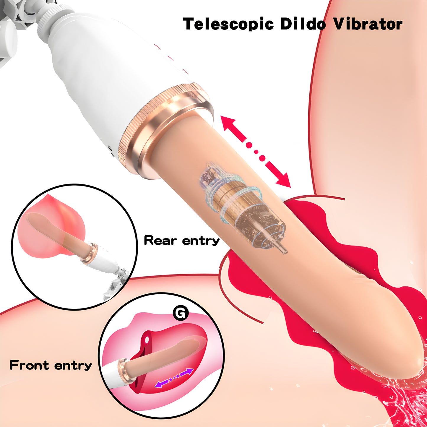 White Automatic Thrusting Machine - 10 Vibration & 5 Telescopic Modes with Magnetic Charging