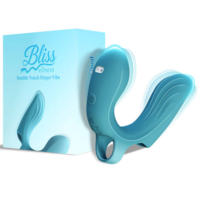 Dual Touch Finger Vibrator - Ergonomic Vibrator with Dual Motors, for Couples or Solo Fun, 9 Vibration Modes, Waterproof Rechargeable Silicone, Teal